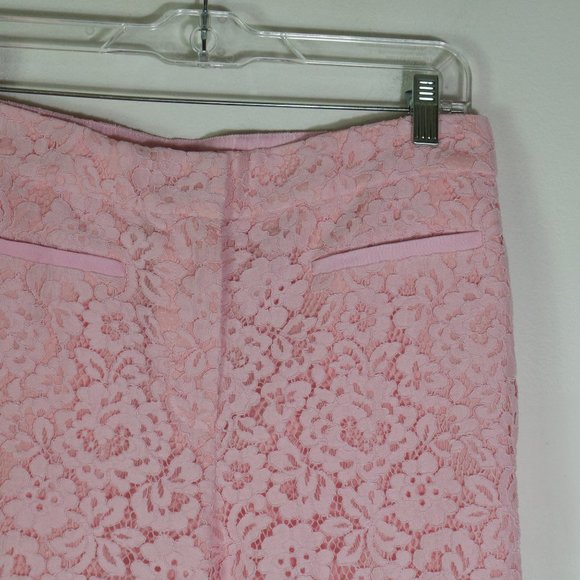 J. Crew Willa Cropped Flare Pants Pink Lace Size 10 High Rise Pastel Trouser - Picture 3 of 7